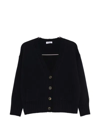 Base Milano Wool V-necked Cardigan In Blue