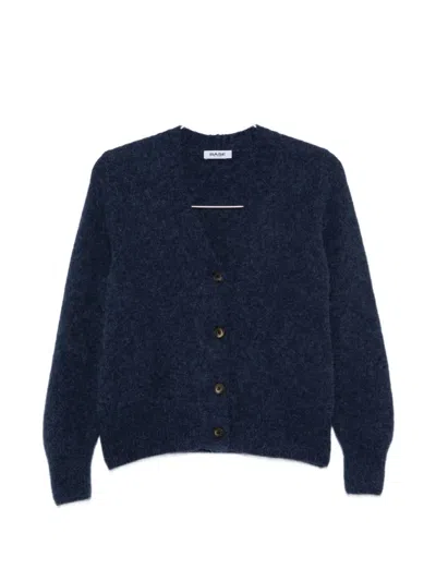 Base Milano Wool V-necked Cardigan In Navy