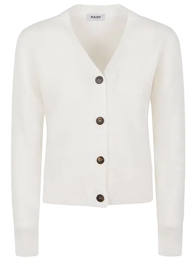 Base Milano Wool V-necked Cardigan In White