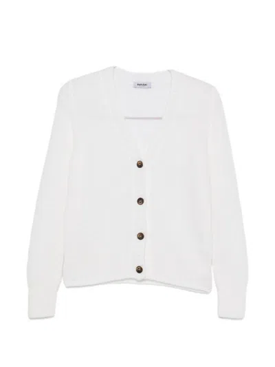 Base Milano Wool V-necked Cardigan In White