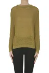 Base Milano Woven Knit Pullover In Green