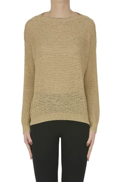 Base Milano Woven Knit Pullover In Green