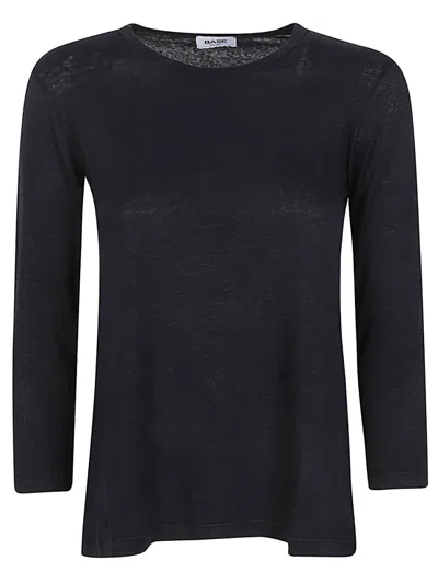 BASERANGE NAVY BLUE LINEN JERSEY T-SHIRT