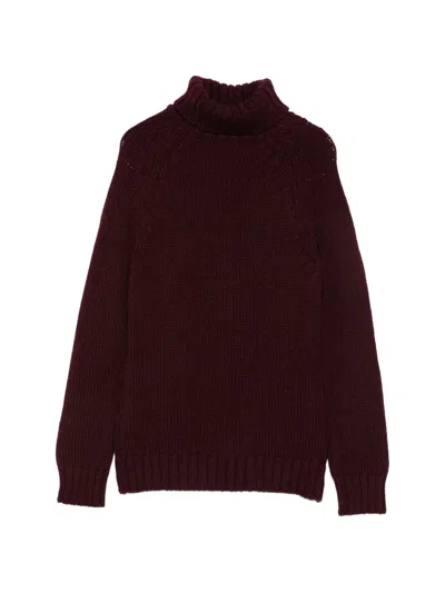 Base Wool Turtle-neck Sweater In Burgundy