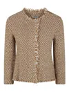 Base Round Neck Classic Jacket In Brown