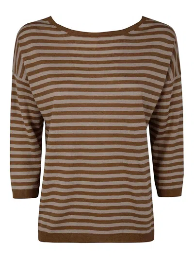 Base Round Neck Sweater In Brown