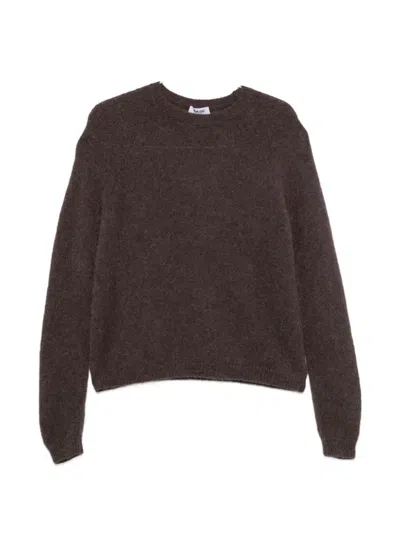 Base Round Neck Sweater In Brown