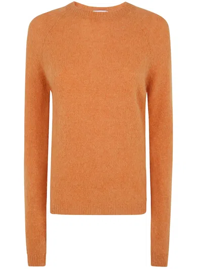 Base Round Neck Sweater In Orange