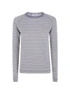 Base Striped Round Neck Sweater In Gray