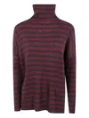 Base Extrafine Merino Wool Striped Turtleneck In Multi