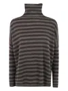 Base Extrafine Merino Wool Striped Turtleneck In Multi
