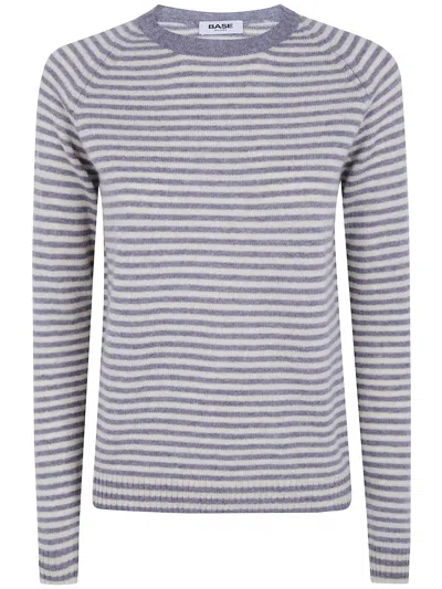 Base Striped Round Neck Sweater In Multi