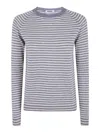 Base Striped Round Neck Sweater In Nude & Neutrals