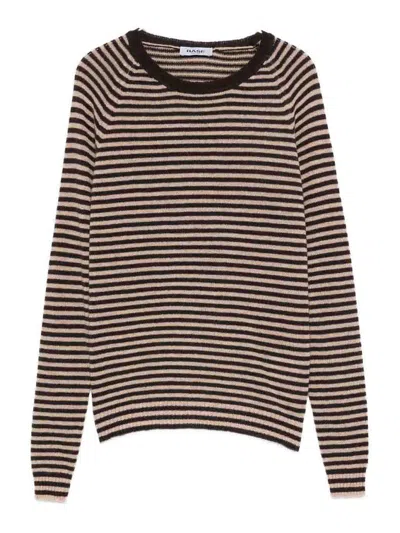 Base Striped Wool Sweater In Brown
