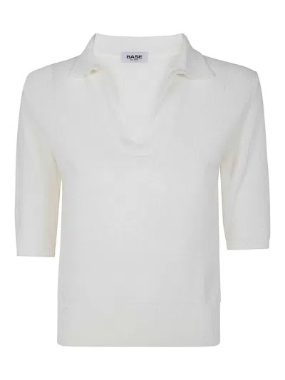 Base Polo Neck Sweater In White