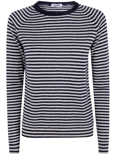 Base Sweater Striped Round Neck In Beige