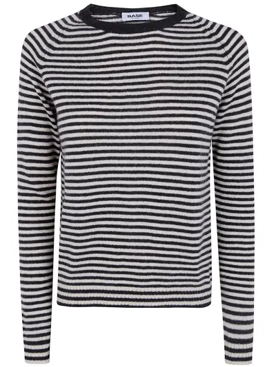 Base Sweater Striped Round Neck In Beige
