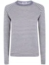 Base Striped Round Neck Sweater In Blue