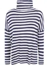 Base Striped Roll-neck Sweater In Beige