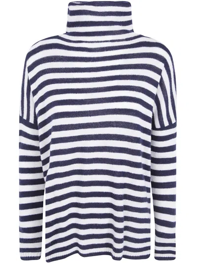 Base Striped Roll-neck Sweater In Blue