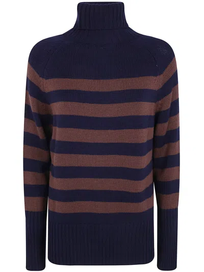 Base Striped Roll-neck Knit In Blue
