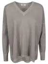 Baserange Base Wool V-necked Sweater In Green
