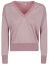 Baserange Base Cotton Blend V-neck Sweater In Pink