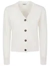 Baserange White Wool V-necked Cardigan In White
