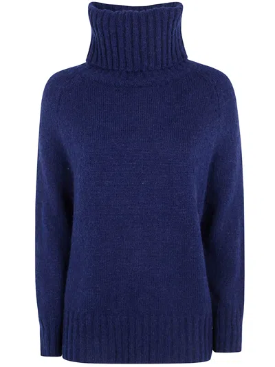Base Turtleneck Raglan-sleeve Sweater In Blue