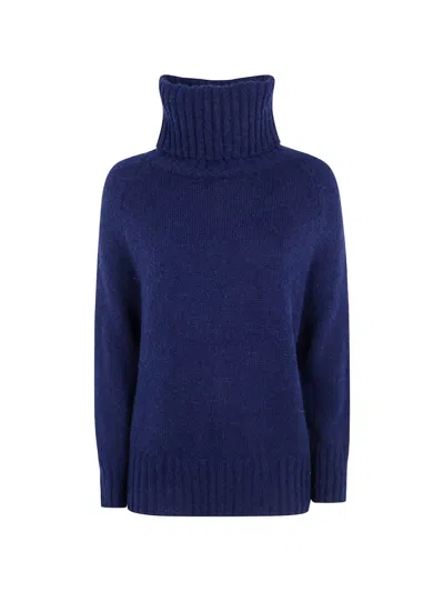 Base Turtleneck Raglan-sleeve Sweater In Blue