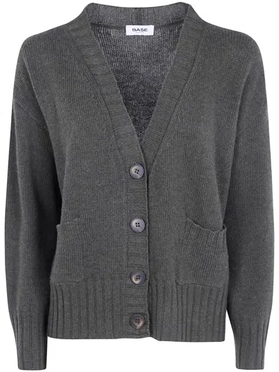 Base V Neck Cardigan Sweater In Green