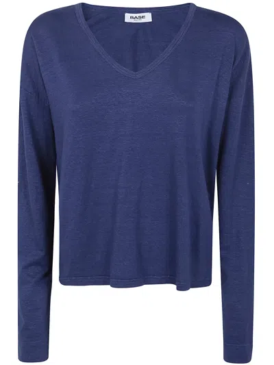 Base V Neck Sweater In Blue