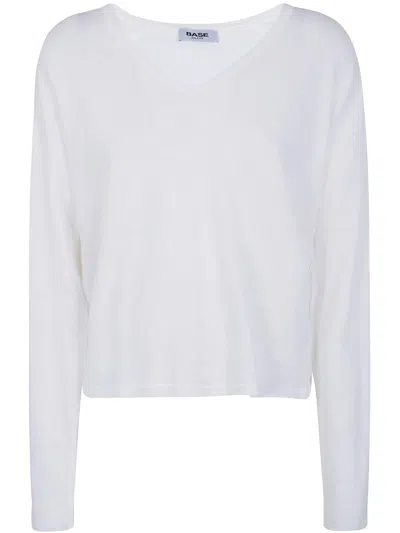 Base V Neck Sweater In White