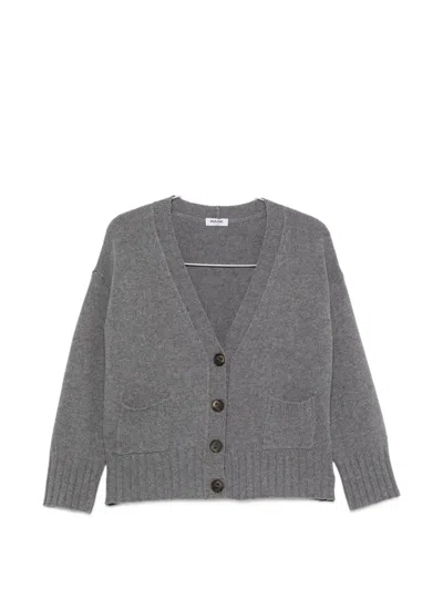 Base V-neck Cardigan In Gray