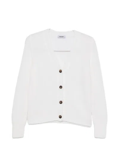 Base V-neck Cardigan In White