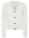 Baserange White Wool V-necked Cardigan In Neutral