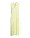 Baserange Base Woman Midi Dress Lime Green Size 6 Linen, Elastane In Green