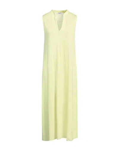 Base Woman Midi Dress Lime Green Size 6 Linen, Elastane