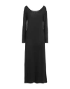 Baserange Base Woman Midi Dress Black Size 6 Linen, Elastane In Black