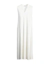Baserange Base Woman Midi Dress White Size 10 Linen, Elastane