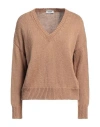Baserange Base Woman Sweater Camel Size 10 Cotton, Linen In Beige