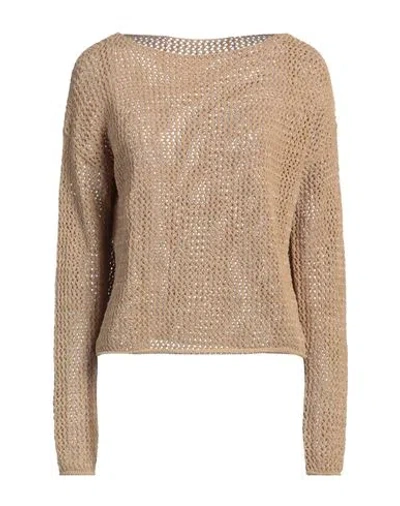 Baserange Base Woman Sweater Sand Size 6 Polyamide, Cotton In Beige