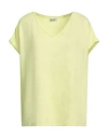 Baserange Base Woman T-shirt Lime Green Size 10 Linen, Elastane In Green