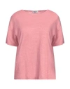 Baserange Base Woman T-shirt Pink Size 8 Linen, Elastane In Pink