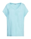 Baserange Base Woman T-shirt Sky Blue Size 10 Linen, Elastane