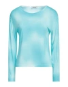 Baserange Base Woman T-shirt Sky Blue Size 6 Viscose, Linen In Blue