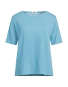 Baserange Base Woman T-shirt Sky Blue Size 8 Linen, Elastane