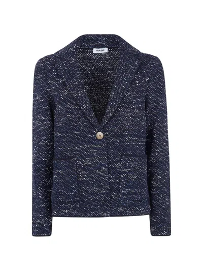 BASE WOMEN BLUE NOTCHED LAPELS BUTTON JACKET, XS LUXURY BLAZERS FOR WOMEN DARVEYS