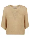 Base Beige Linen And Cotton Blend Poncho