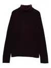 Base Turtleneck Ribbed Sweater In Red